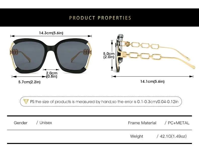 Luxury Square Sunglasses Women UV400 Retro Brand Chain Metal Frame Shades Summer Sun Glasses for Female Temu