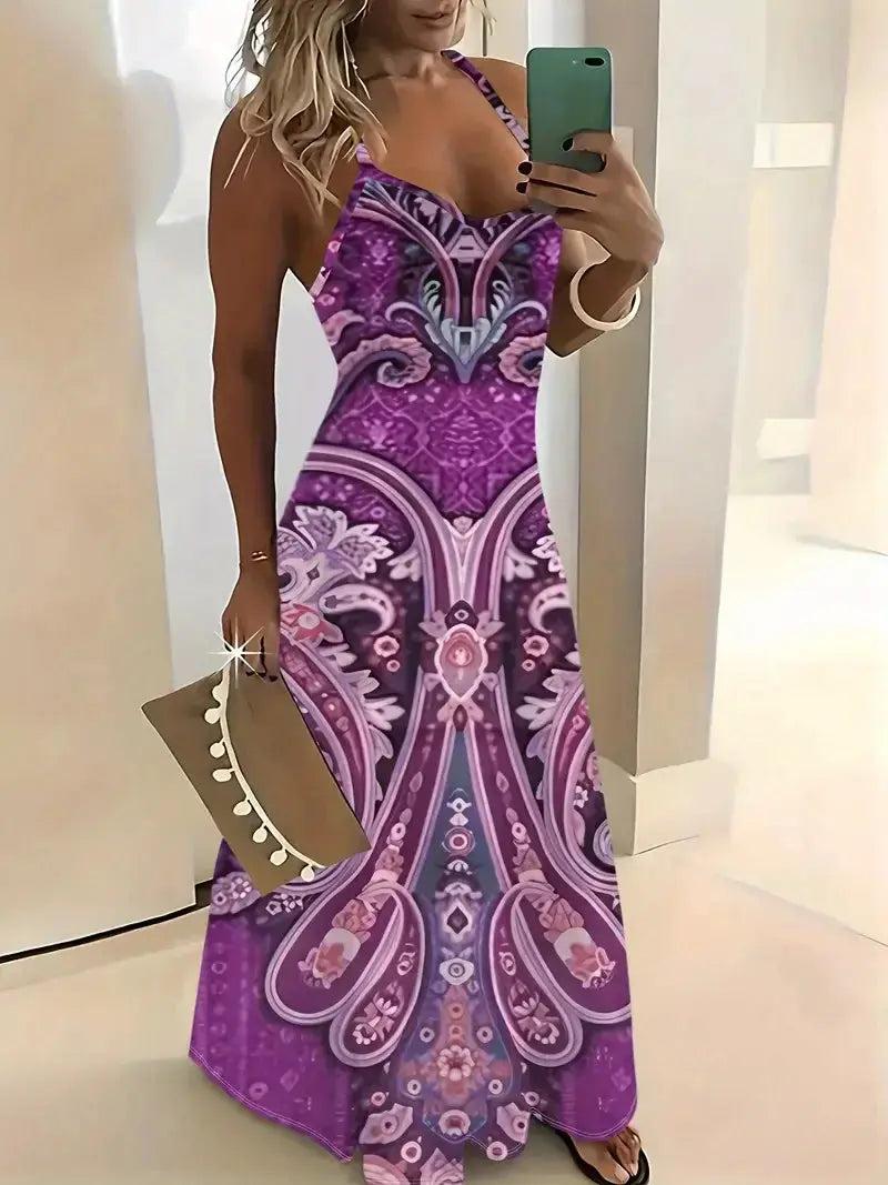 Summer Bohemian Style Women's Suspender Skirt Long A-line Oversized Casual Dress Women's Elegant New Summer Loose Beach Clothes Chic Le'Meek