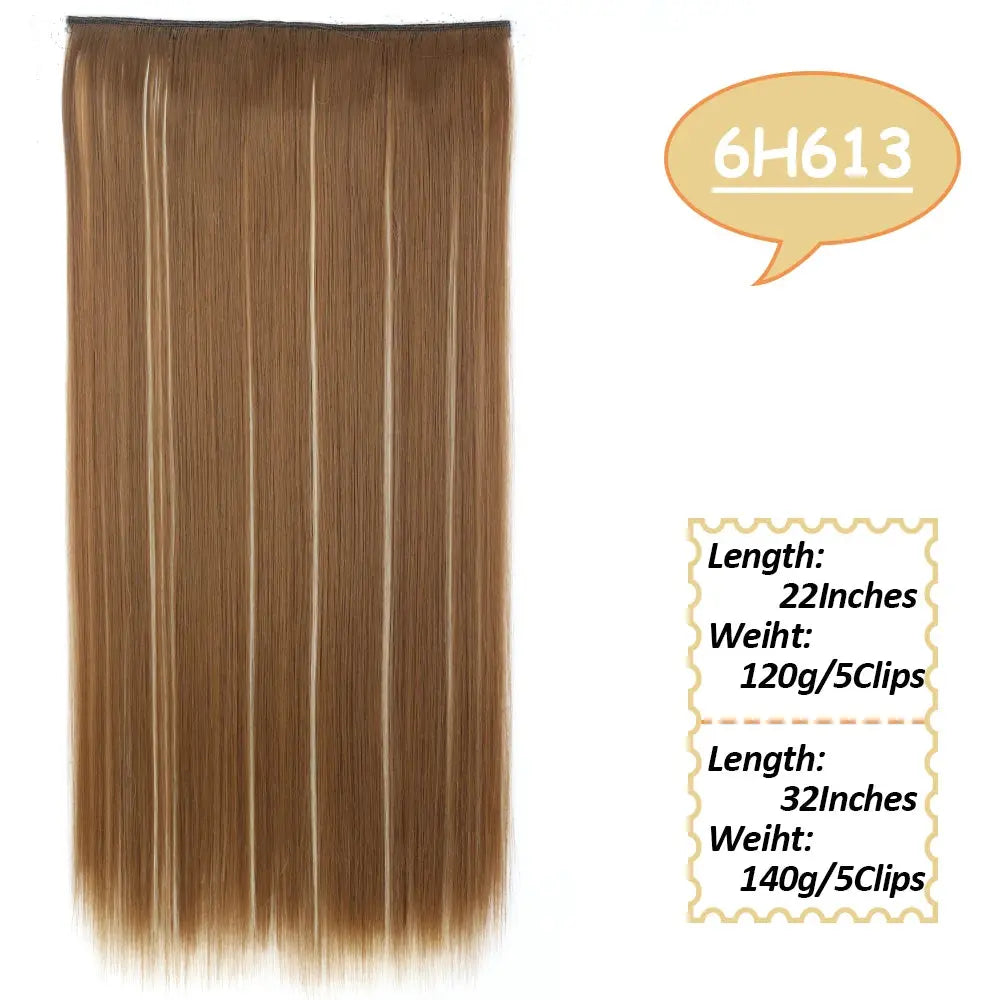 NICESY Synthetic Long Wavy 5 Clips Hair Extensions 22Inch/32Inch Clip On Hair Extensions High Tempreture Fake For Women Chic Le'Meek
