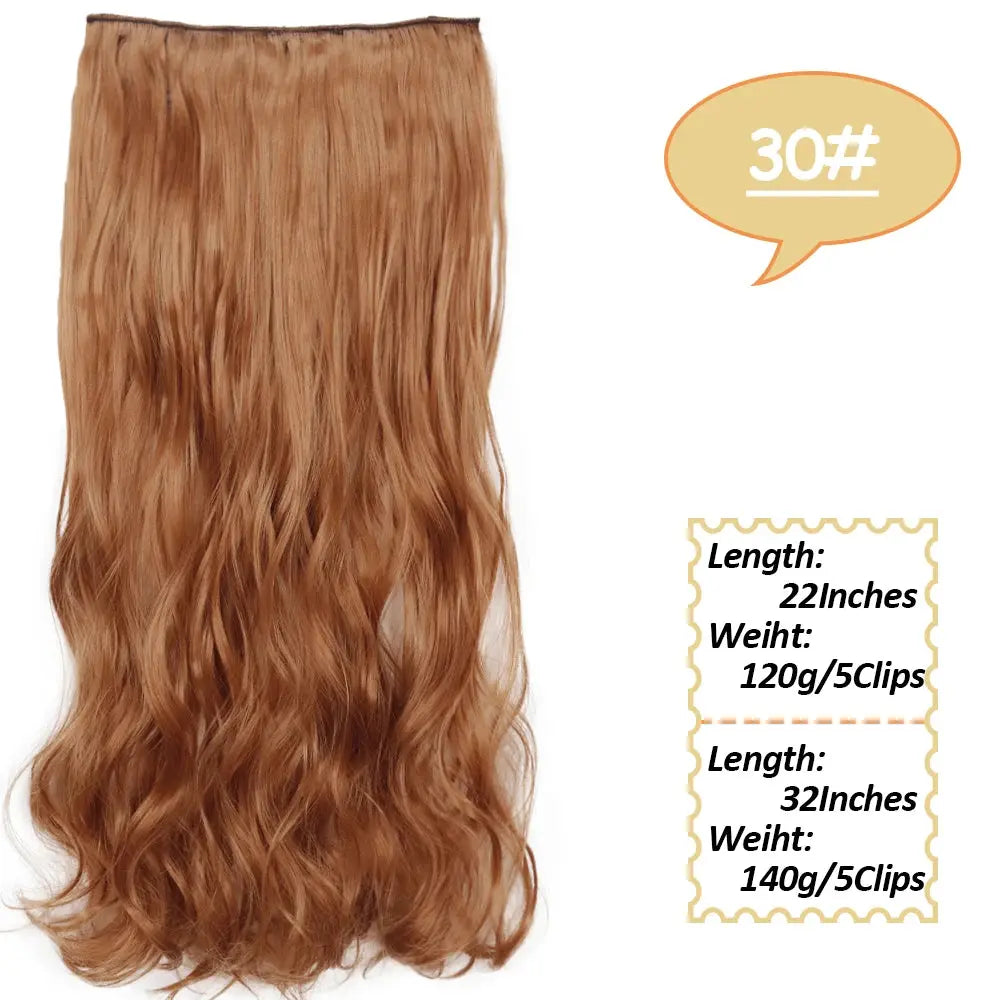 NICESY Synthetic Long Wavy 5 Clips Hair Extensions 22Inch/32Inch Clip On Hair Extensions High Tempreture Fake For Women Chic Le'Meek