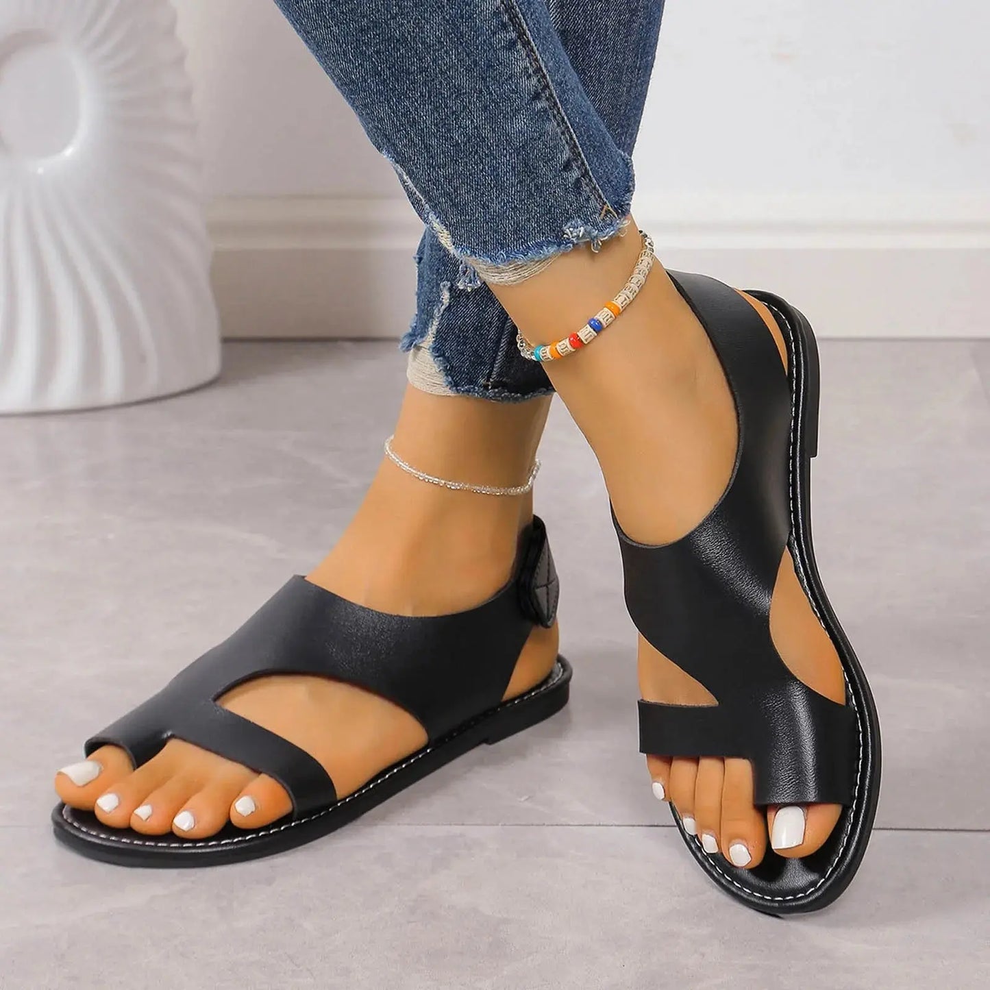 Women'S Sandals With Arch Support Comfortable Soft Open Toe Casual Flat Sandals For Various Occasions Beach Toe Ring Flip Flops Temu