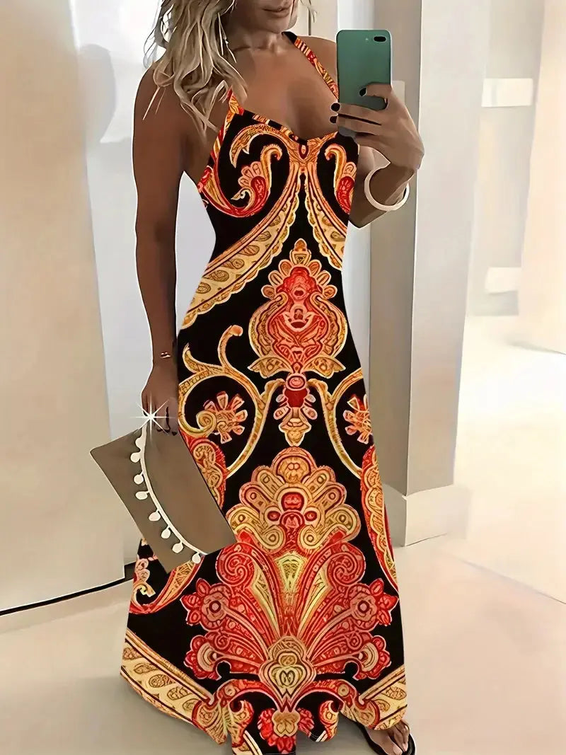 Summer Bohemian Style Women's Suspender Skirt Long A-line Oversized Casual Dress Women's Elegant New Summer Loose Beach Clothes Chic Le'Meek