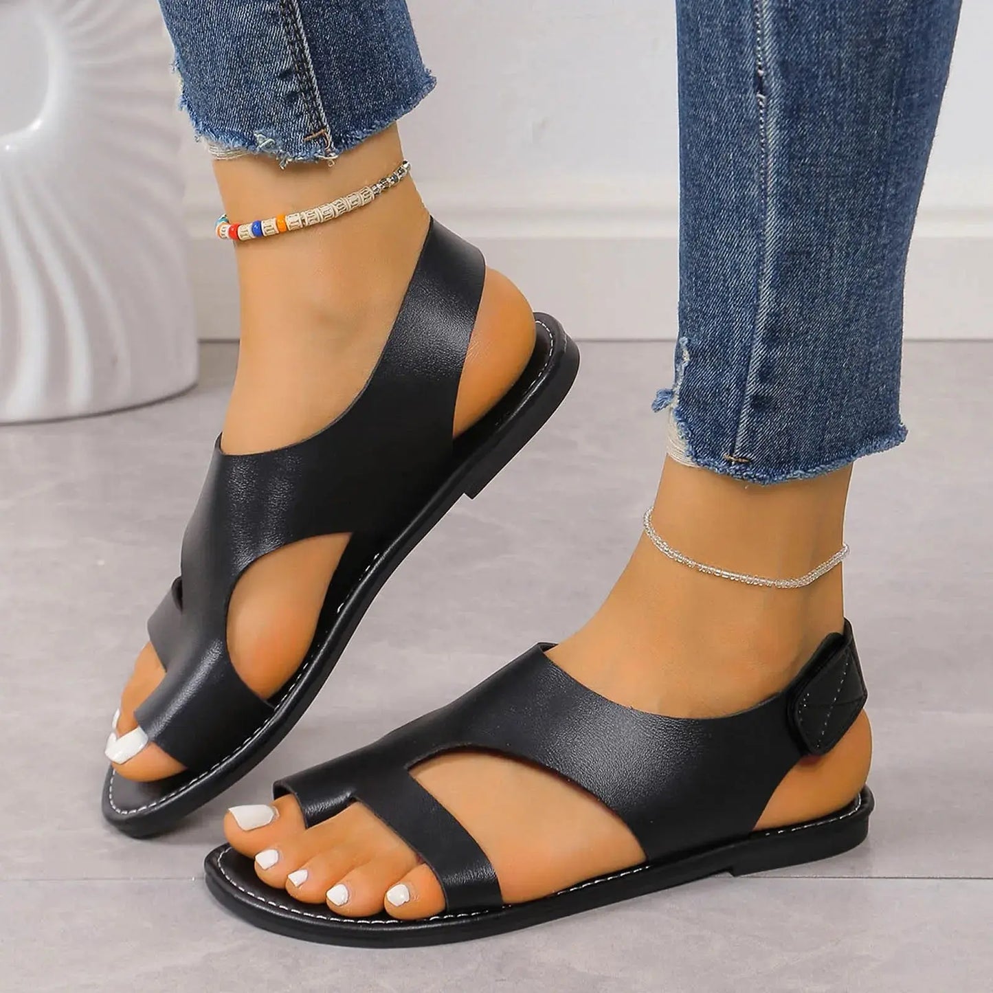 Women'S Sandals With Arch Support Comfortable Soft Open Toe Casual Flat Sandals For Various Occasions Beach Toe Ring Flip Flops Temu