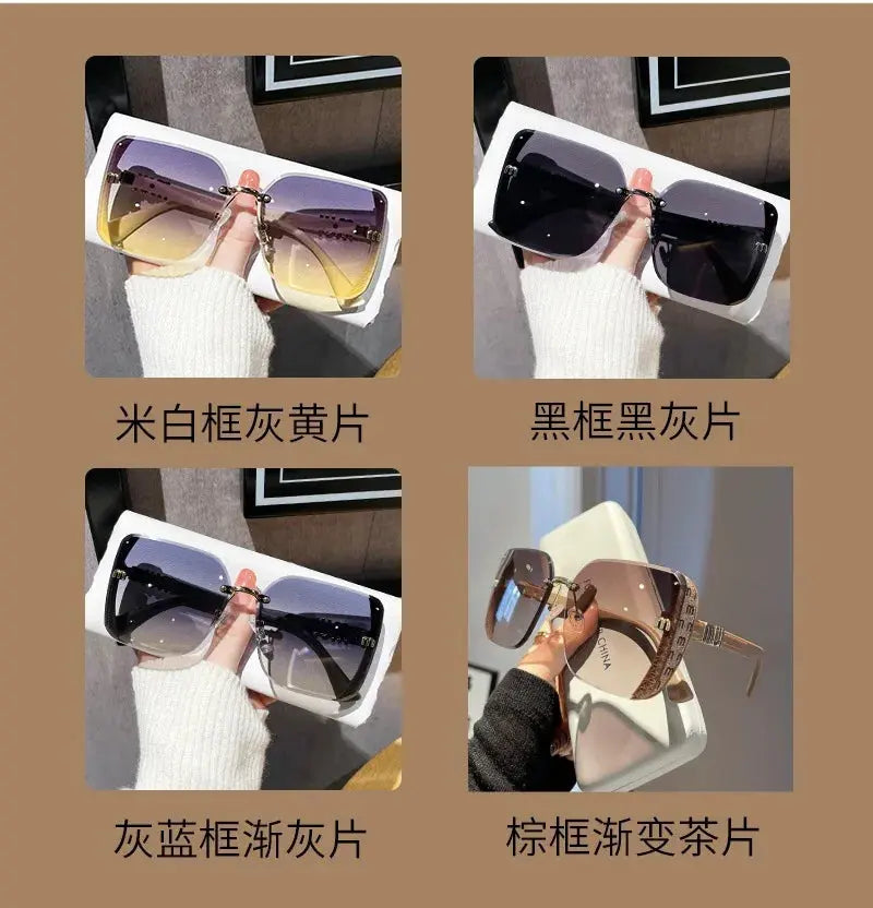 2024 New Fashion Cool Sunglasses Women Luxury Brand Letters Anti Strong Light Vintage Rimless Sun Glasses Ladies Gafas UV400 Temu