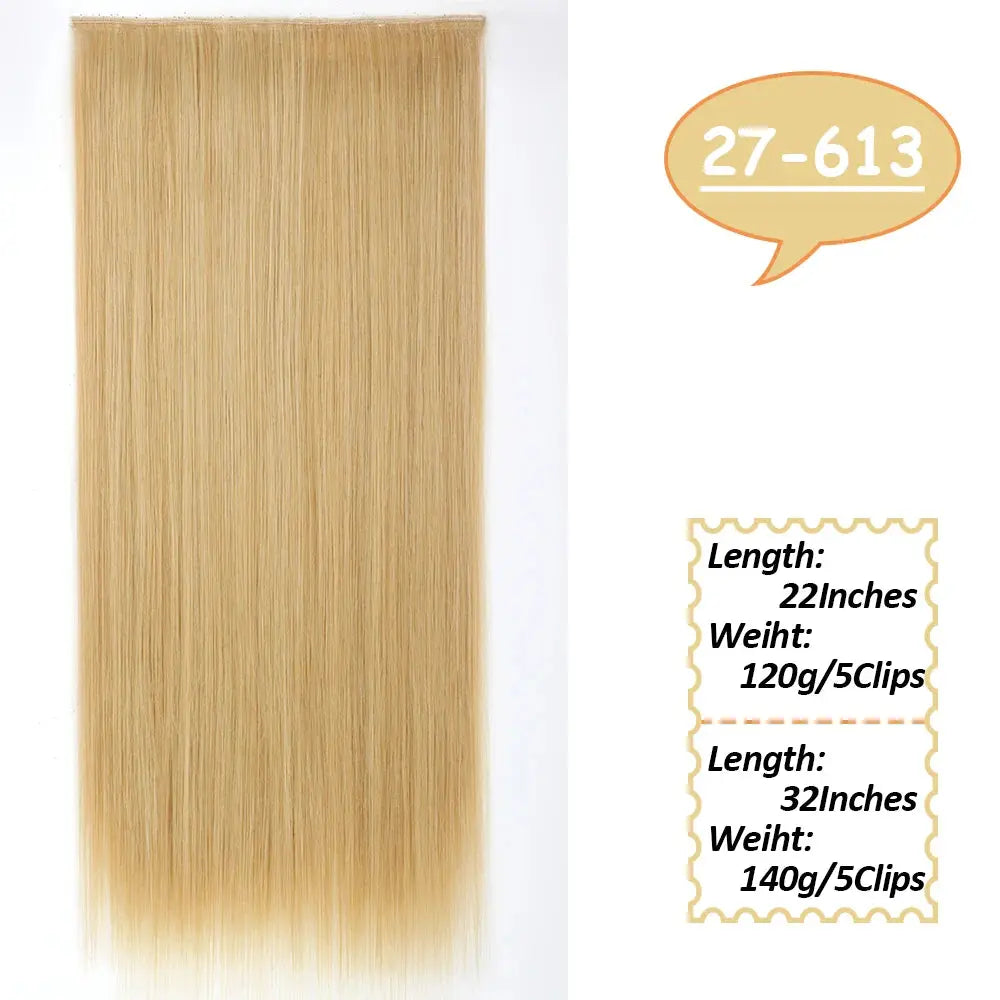 NICESY Synthetic Long Wavy 5 Clips Hair Extensions 22Inch/32Inch Clip On Hair Extensions High Tempreture Fake For Women Chic Le'Meek