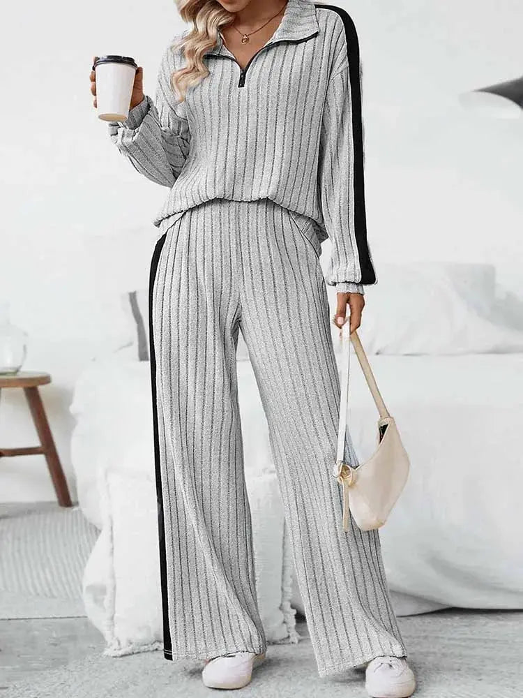 2piece Woman Outfit 3xl 4xl 5xl Female Clothing Spring Ribbed Knit Top and Trouser Plus Size Elegant Sets Wholesale Dropshipping Chic Le'Meek