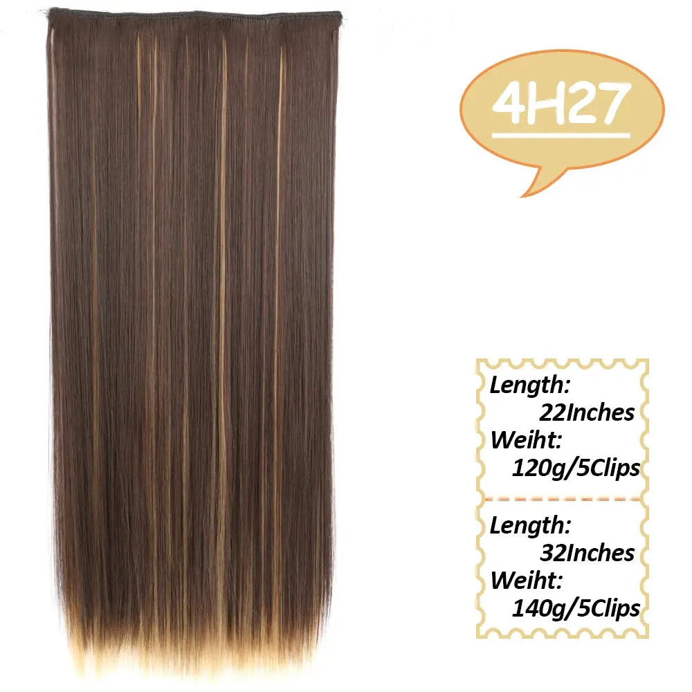 NICESY Synthetic Long Wavy 5 Clips Hair Extensions 22Inch/32Inch Clip On Hair Extensions High Tempreture Fake For Women Chic Le'Meek