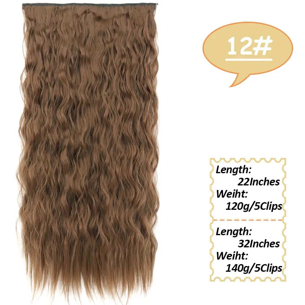 NICESY Synthetic Long Wavy 5 Clips Hair Extensions 22Inch/32Inch Clip On Hair Extensions High Tempreture Fake For Women Chic Le'Meek