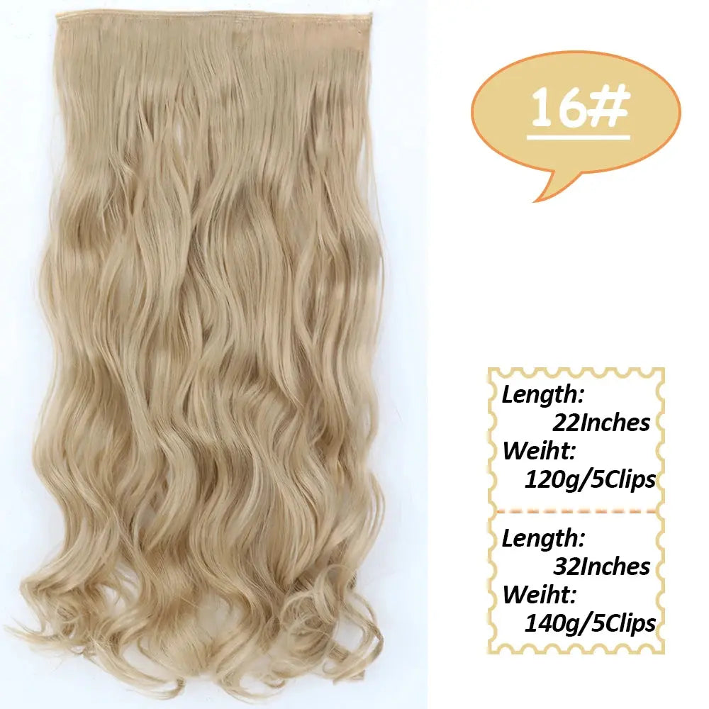 NICESY Synthetic Long Wavy 5 Clips Hair Extensions 22Inch/32Inch Clip On Hair Extensions High Tempreture Fake For Women Chic Le'Meek