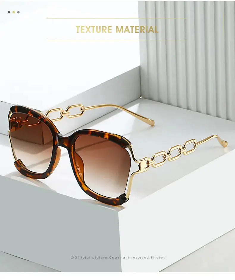 Luxury Square Sunglasses Women UV400 Retro Brand Chain Metal Frame Shades Summer Sun Glasses for Female Temu