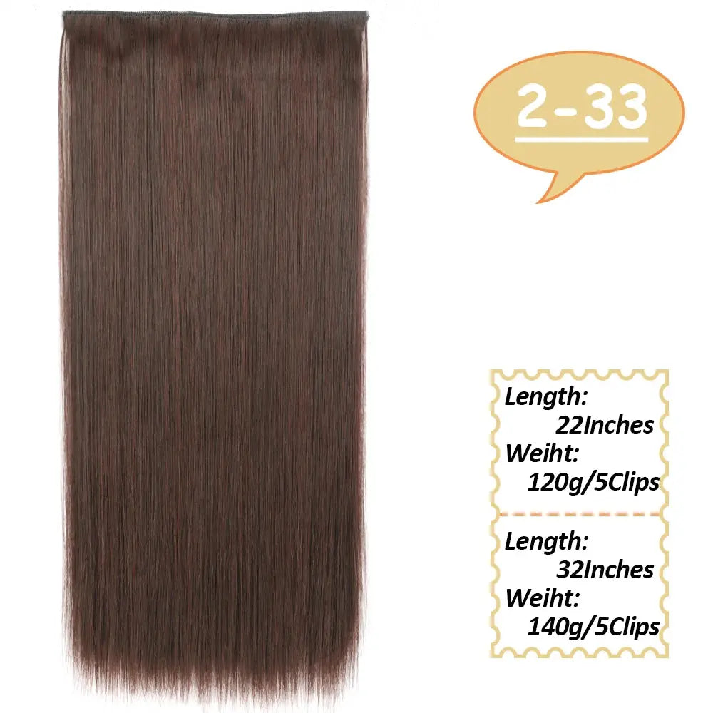 NICESY Synthetic Long Wavy 5 Clips Hair Extensions 22Inch/32Inch Clip On Hair Extensions High Tempreture Fake For Women Chic Le'Meek