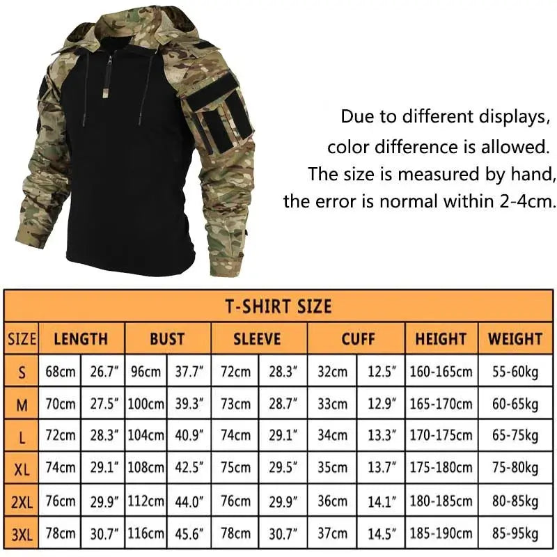 Outdoor Shirts Wear resistant T-Shirt Hooded Men Tactical Shirt Waterproof Airsoft Paintball Camping Hunting Clothing Temu