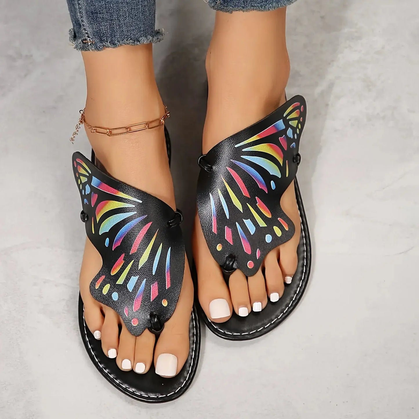 Women'S Heels Sandals Ladies Summer Casual Colourful Butterfly Soft Leather Beach Outer Wear Large Size Beach Sandals For Women AliExpress