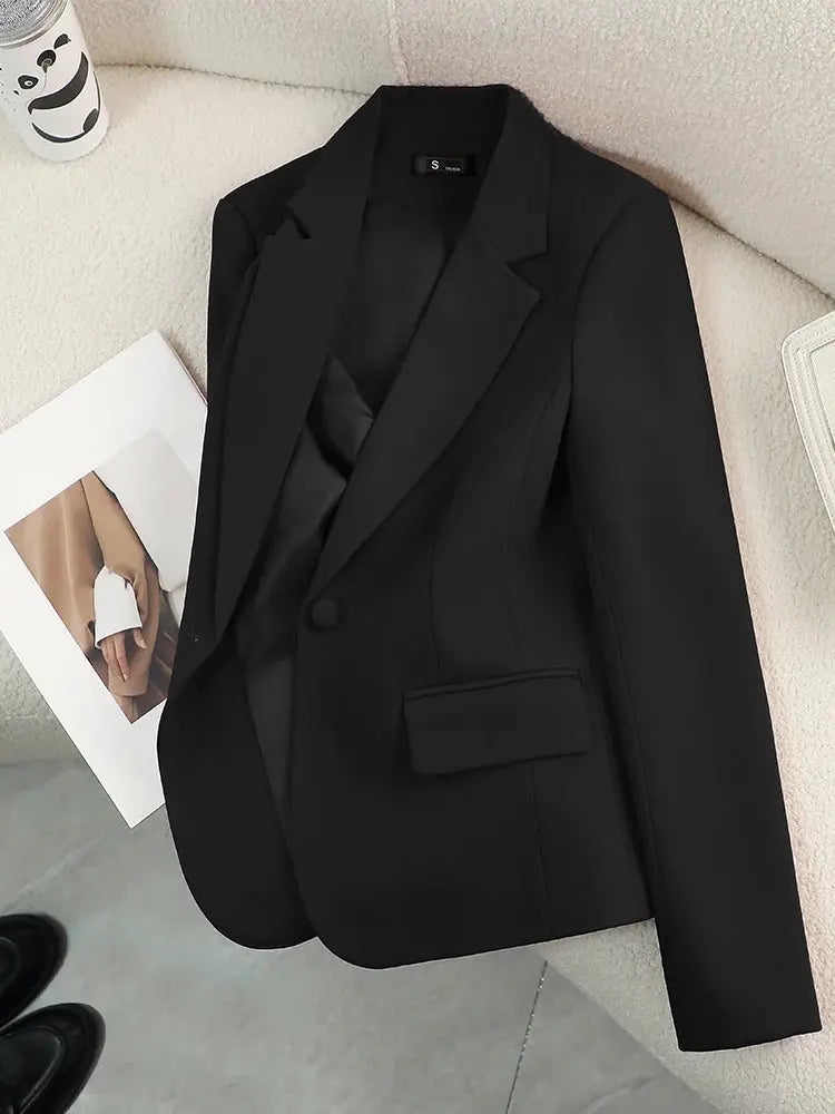 Women Blazer Ladies Red Green Beige Black Solid Female Business Work Wear Slim Formal Jacket Coat For Autumn Winter Chic Le'Meek