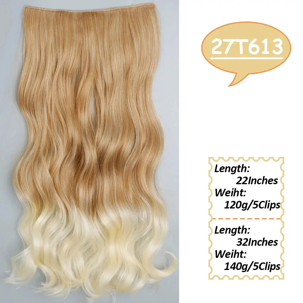 NICESY Synthetic Long Wavy 5 Clips Hair Extensions 22Inch/32Inch Clip On Hair Extensions High Tempreture Fake For Women Chic Le'Meek