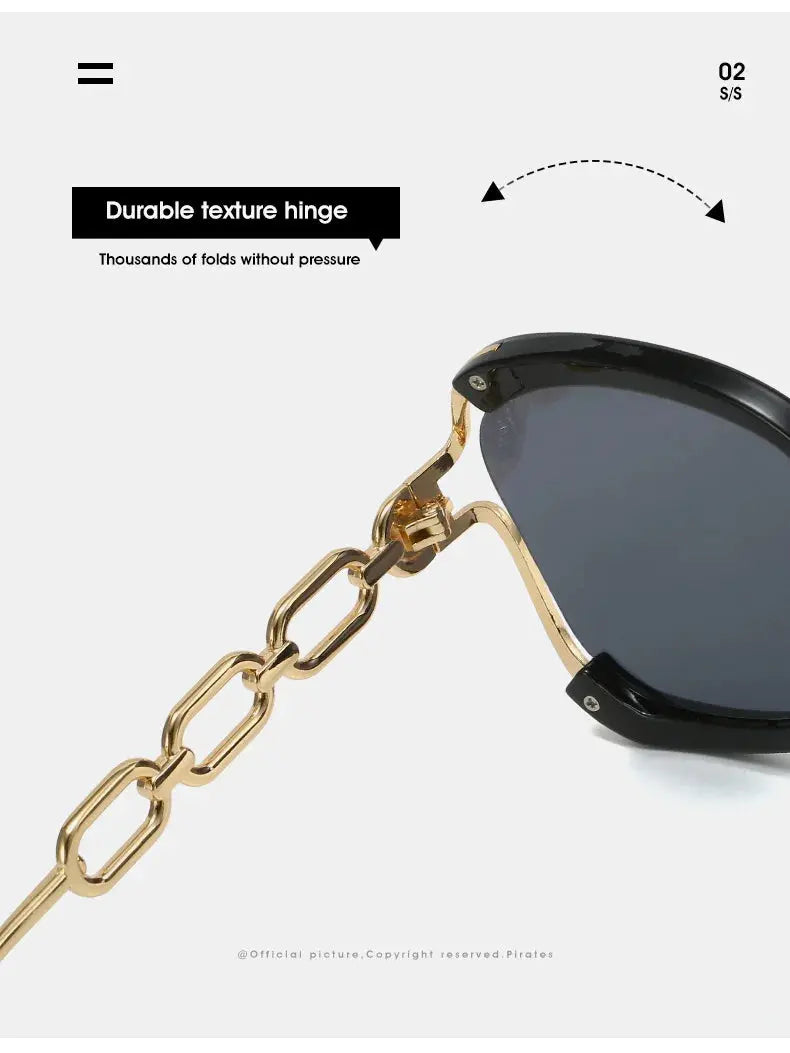 Luxury Square Sunglasses Women UV400 Retro Brand Chain Metal Frame Shades Summer Sun Glasses for Female Temu
