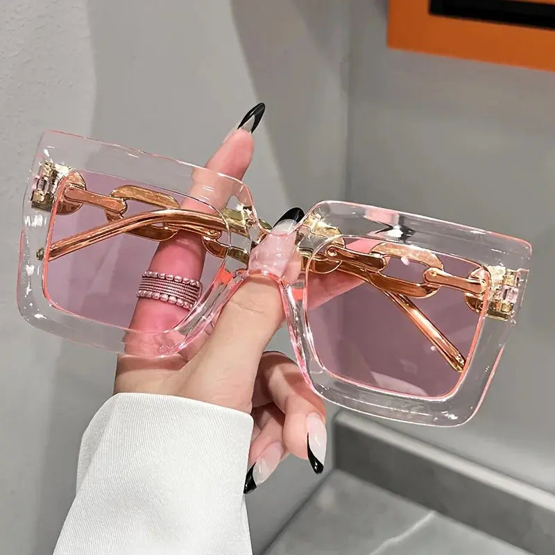 Luxury square fashion glasses for women casual candy color anti glare sun shades for beach party Travel Temu