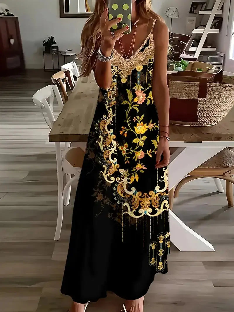 Summer Bohemian Style Women's Suspender Skirt Long A-line Oversized Casual Dress Women's Elegant New Summer Loose Beach Clothes Chic Le'Meek