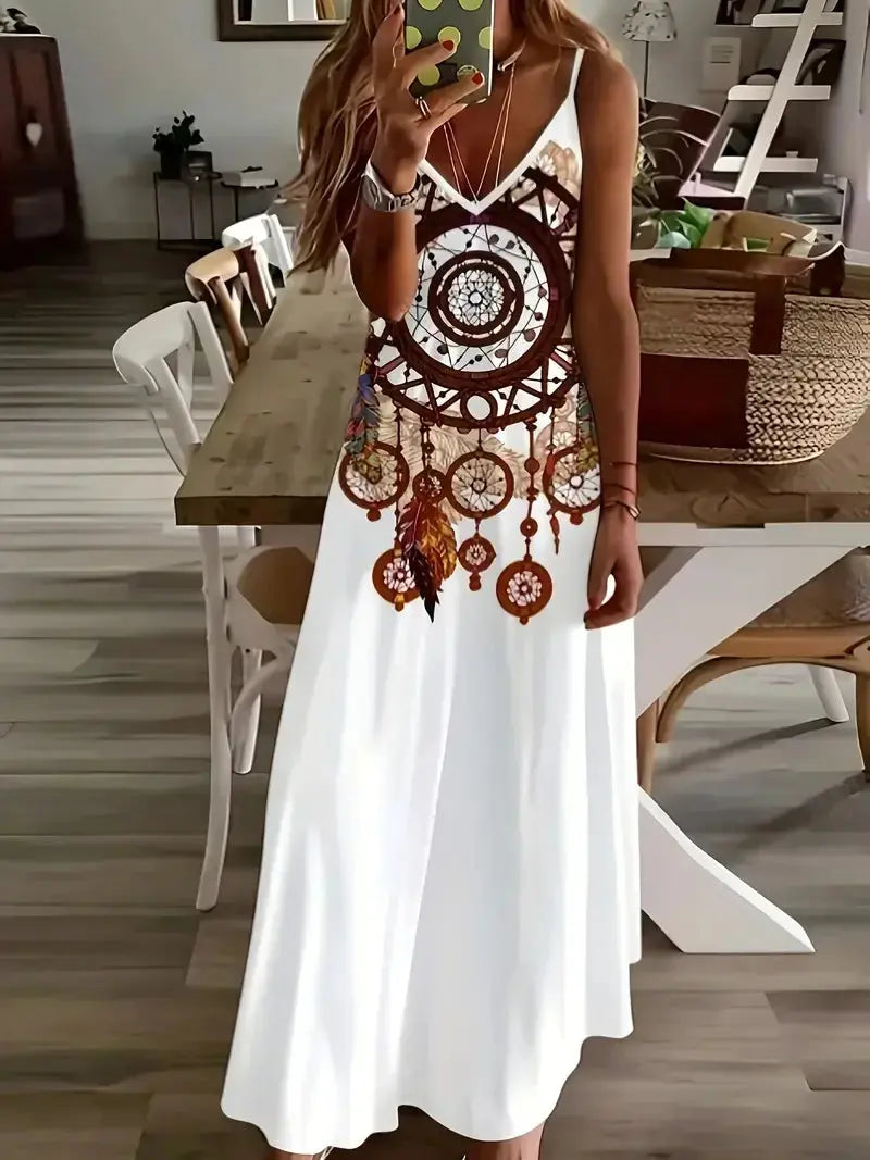 Summer Bohemian Style Women's Suspender Skirt Long A-line Oversized Casual Dress Women's Elegant New Summer Loose Beach Clothes Chic Le'Meek