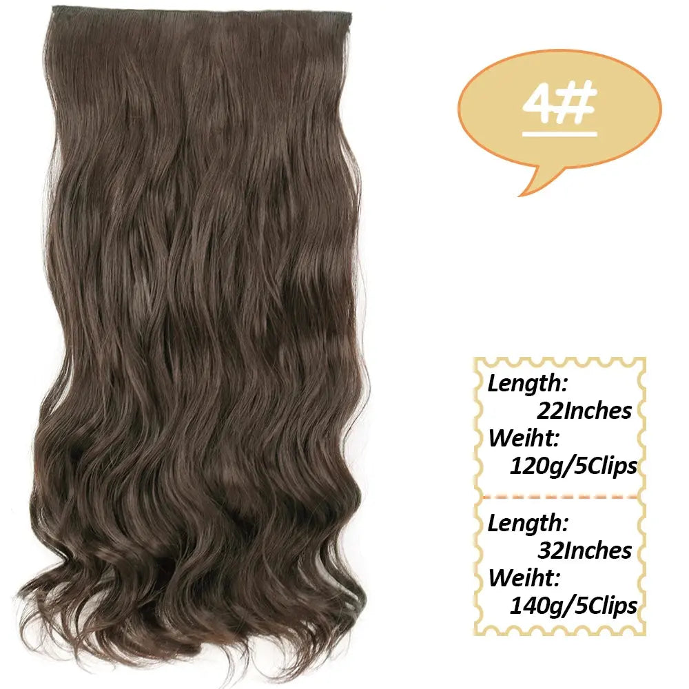 NICESY Synthetic Long Wavy 5 Clips Hair Extensions 22Inch/32Inch Clip On Hair Extensions High Tempreture Fake For Women Chic Le'Meek