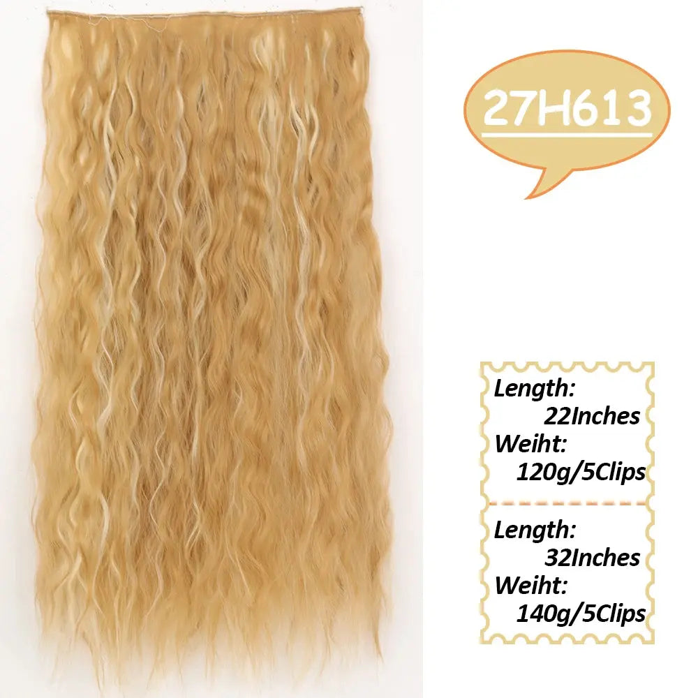 NICESY Synthetic Long Wavy 5 Clips Hair Extensions 22Inch/32Inch Clip On Hair Extensions High Tempreture Fake For Women Chic Le'Meek