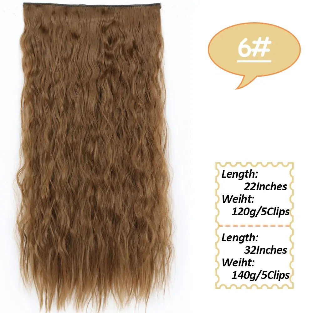 NICESY Synthetic Long Wavy 5 Clips Hair Extensions 22Inch/32Inch Clip On Hair Extensions High Tempreture Fake For Women Chic Le'Meek