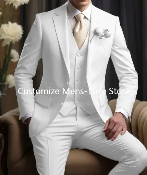 Elegant Wedding Men's Suits Blazer Slim Fit 3 Pcs Jacket Pants Vest Luxury Costume Homme Formal Party Male Clothing Chic Le'Meek