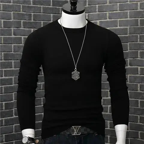 Spring and Autumn Stylish Luxury Oversized Fashion Loose Solid Japanese Streetwear Clothing Blouse Men's Long Sleeve T-shirt Chic Le'Meek