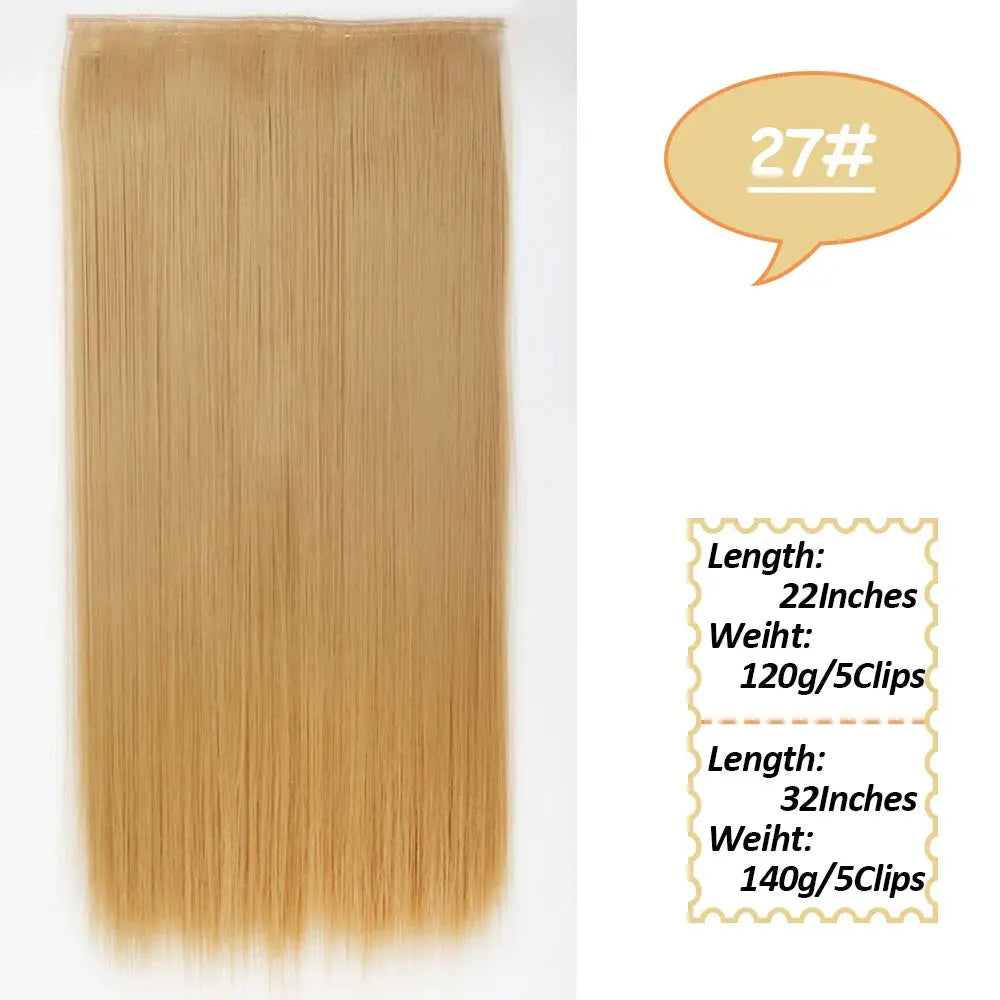 NICESY Synthetic Long Wavy 5 Clips Hair Extensions 22Inch/32Inch Clip On Hair Extensions High Tempreture Fake For Women Chic Le'Meek