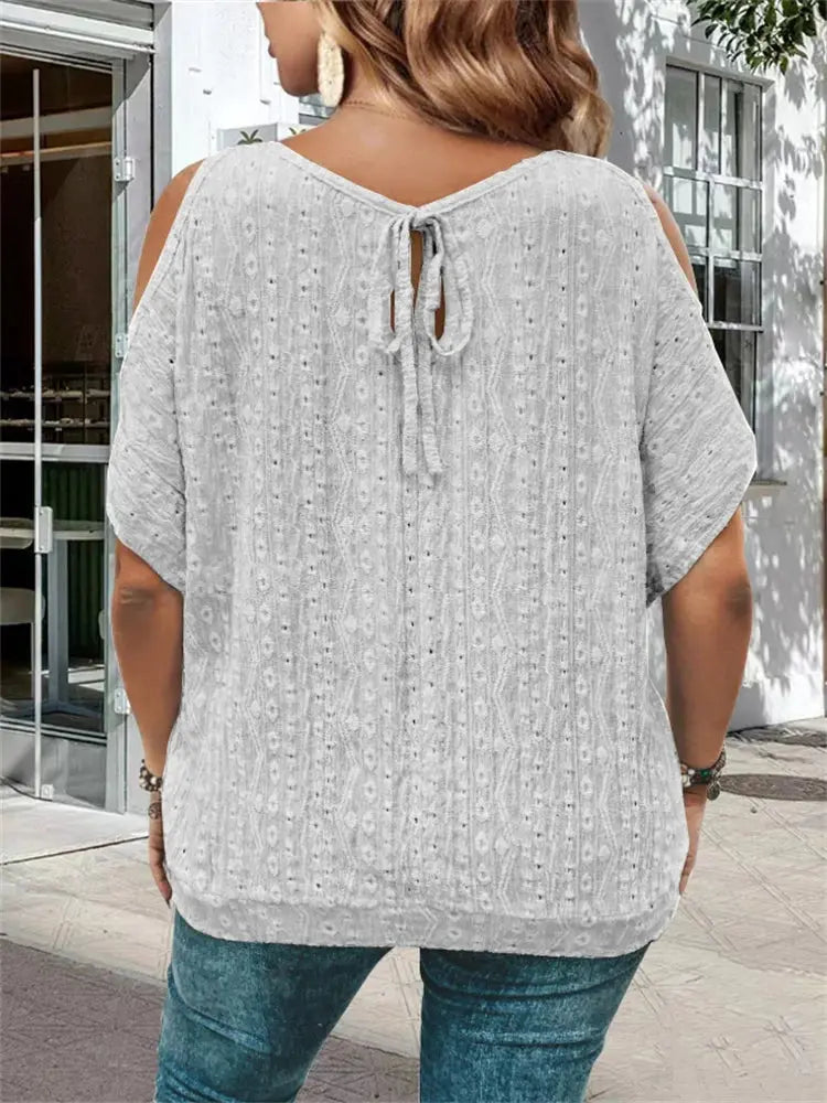 plus sizeLarge Hole Jacquard strapless t-shirt AliExpress