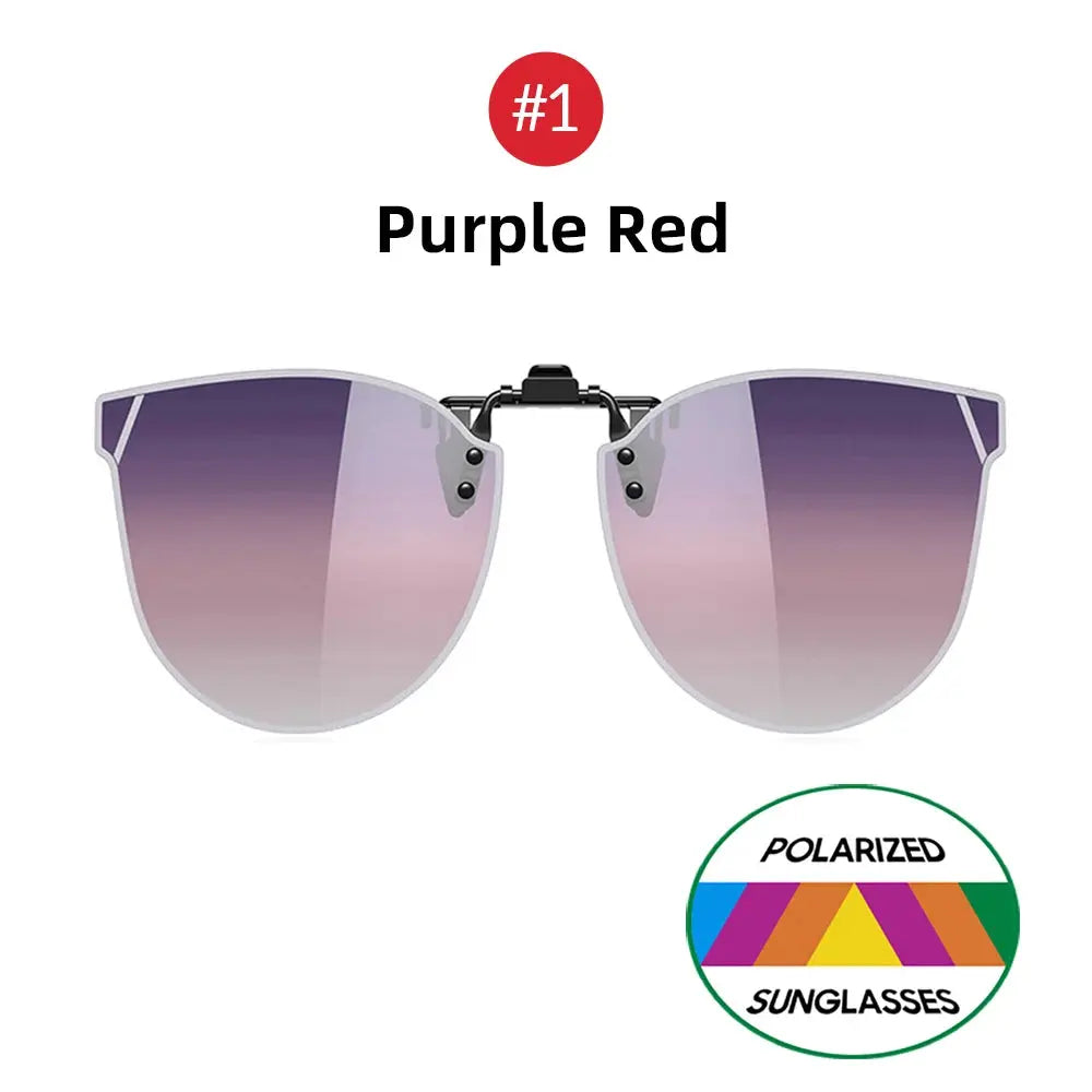 VIVIBEE Gradient Women's Cat Eye Flip Up Clip On Sunglasses Women Driving Polarized Oversized Sun Glasses Purple Eyeglasses Temu