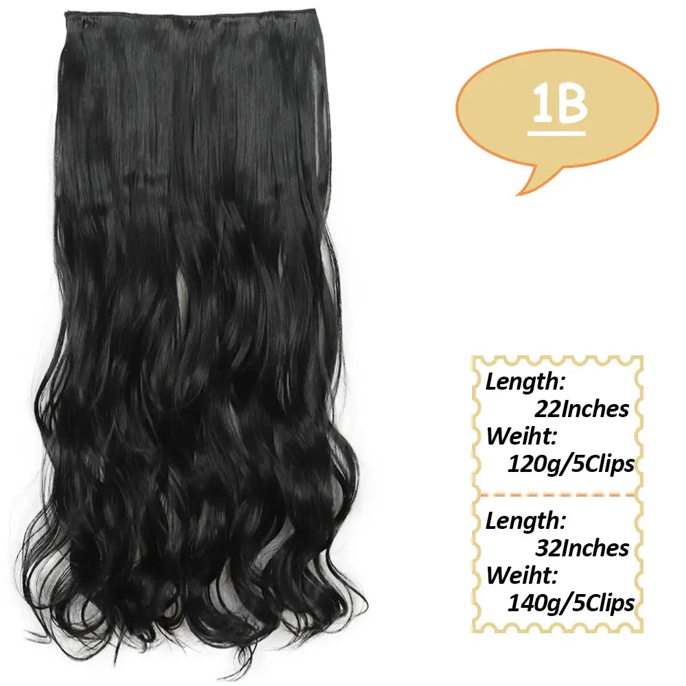 NICESY Synthetic Long Wavy 5 Clips Hair Extensions 22Inch/32Inch Clip On Hair Extensions High Tempreture Fake For Women Chic Le'Meek
