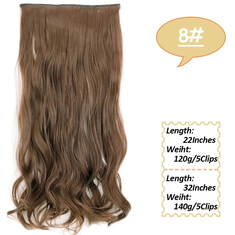 NICESY Synthetic Long Wavy 5 Clips Hair Extensions 22Inch/32Inch Clip On Hair Extensions High Tempreture Fake For Women Chic Le'Meek