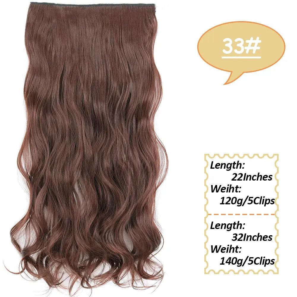 NICESY Synthetic Long Wavy 5 Clips Hair Extensions 22Inch/32Inch Clip On Hair Extensions High Tempreture Fake For Women Chic Le'Meek