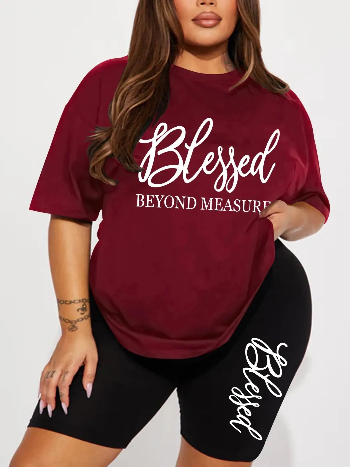 Plus size sets for women Summer 2 pieces Blessed printed offers and liquidation everything cheap elegant women's sets Short sets Chic Le'Meek