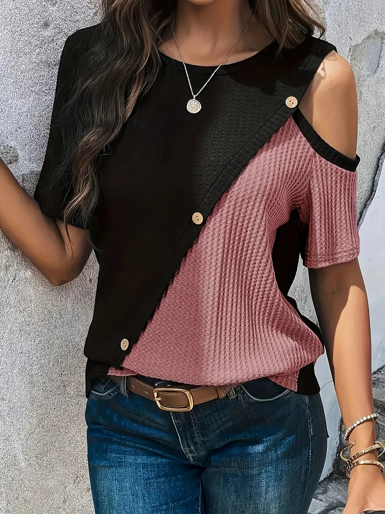 Women Plus Size Woven Spring And Summer T-shirt Chic Le'Meek