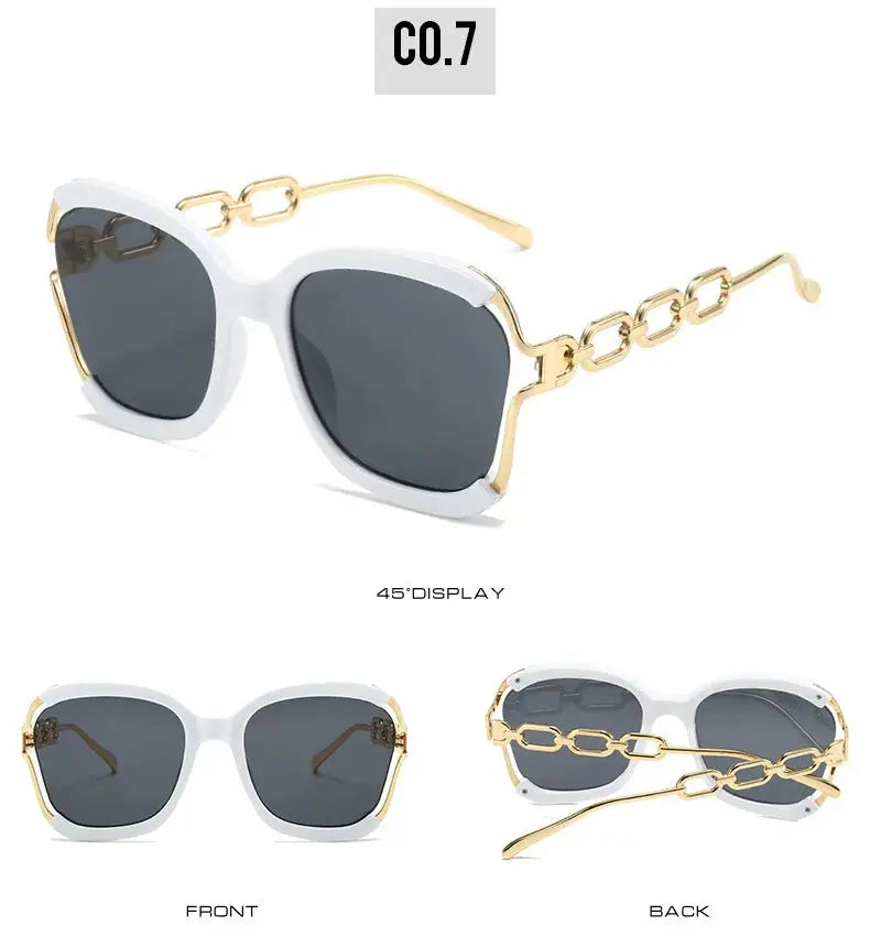 Luxury Square Sunglasses Women UV400 Retro Brand Chain Metal Frame Shades Summer Sun Glasses for Female Temu