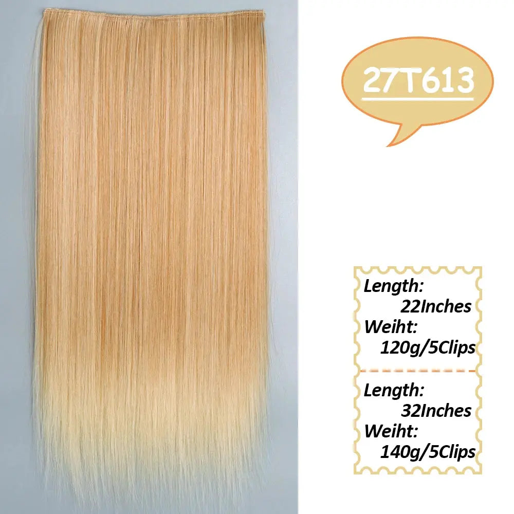 NICESY Synthetic Long Wavy 5 Clips Hair Extensions 22Inch/32Inch Clip On Hair Extensions High Tempreture Fake For Women Chic Le'Meek