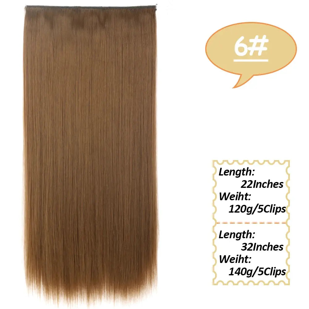 NICESY Synthetic Long Wavy 5 Clips Hair Extensions 22Inch/32Inch Clip On Hair Extensions High Tempreture Fake For Women Chic Le'Meek