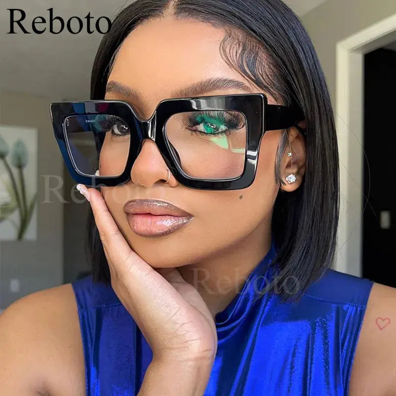 Colorful Anti Blue Light Glasses For Women Square Oversized Black Ladies Optical Glasses Frame Clear Lens Female Eyeglasses Temu