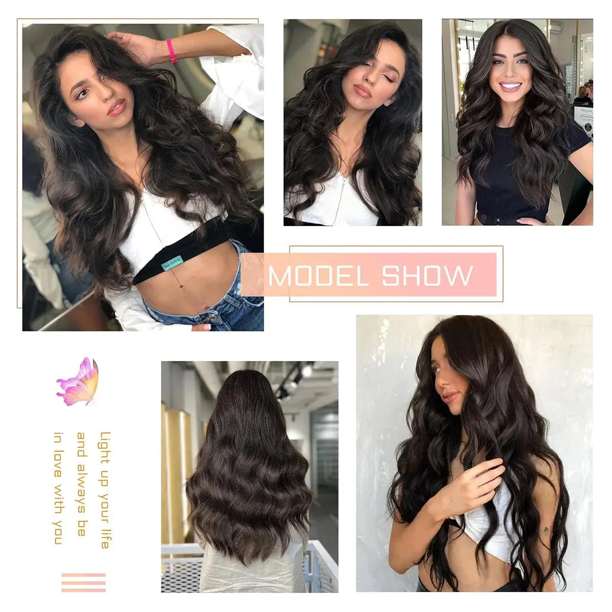 Clip in Hair Extensions, 22Inch One Piece Hair Extension Clip in Wefts Long Thick Beach Wavy Natural Synthetic Hairpieces Temu