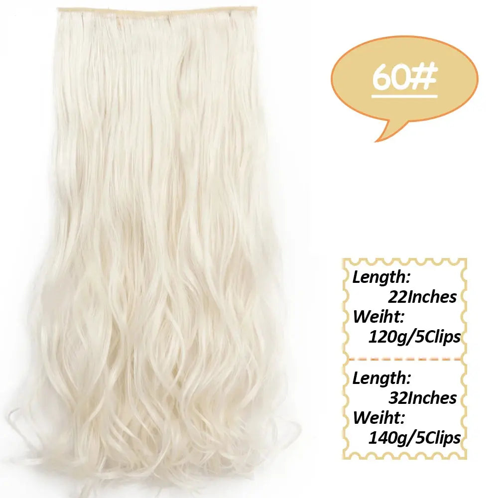 NICESY Synthetic Long Wavy 5 Clips Hair Extensions 22Inch/32Inch Clip On Hair Extensions High Tempreture Fake For Women Chic Le'Meek