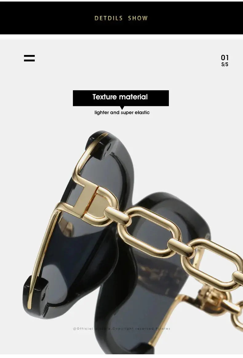 Luxury Square Sunglasses Women UV400 Retro Brand Chain Metal Frame Shades Summer Sun Glasses for Female Temu
