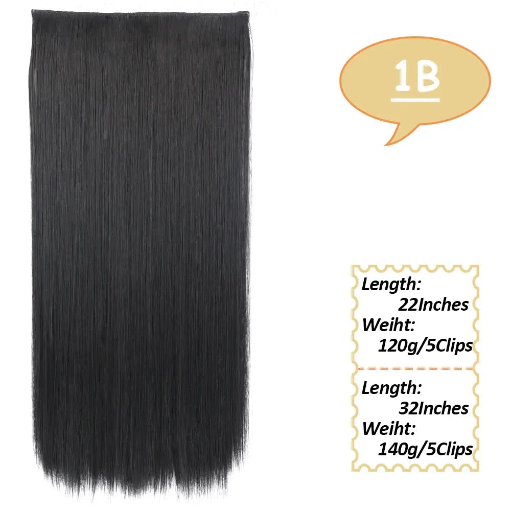 NICESY Synthetic Long Wavy 5 Clips Hair Extensions 22Inch/32Inch Clip On Hair Extensions High Tempreture Fake For Women Chic Le'Meek