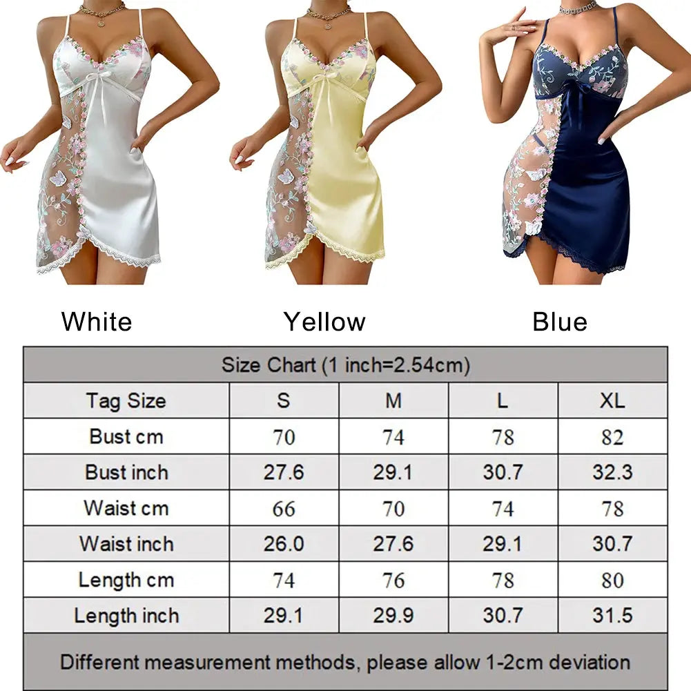Sexy Womens Elastic Lingerie Lace See Through Underwear Floral Sexy Bow sleepwear Chic Le'Meek