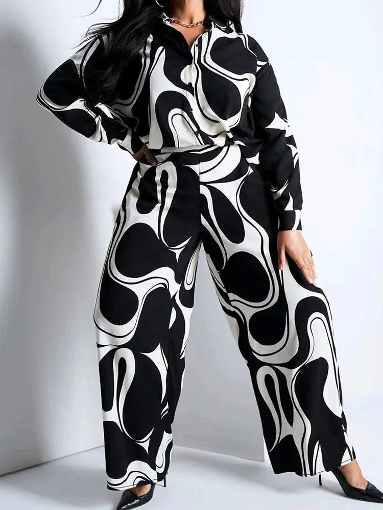 2 Piece Sets Women's Outfits Elegant Curvy Long Sleeve Blouse Temu