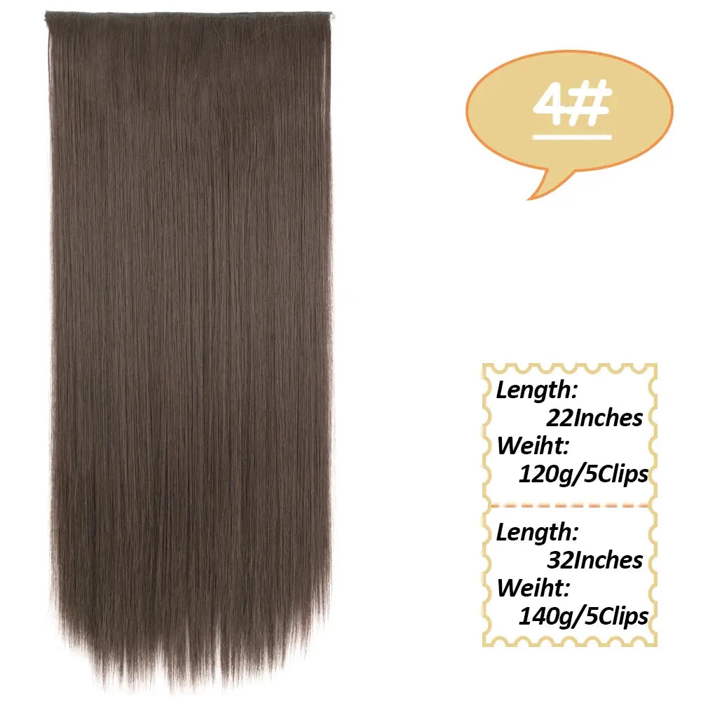NICESY Synthetic Long Wavy 5 Clips Hair Extensions 22Inch/32Inch Clip On Hair Extensions High Tempreture Fake For Women Chic Le'Meek