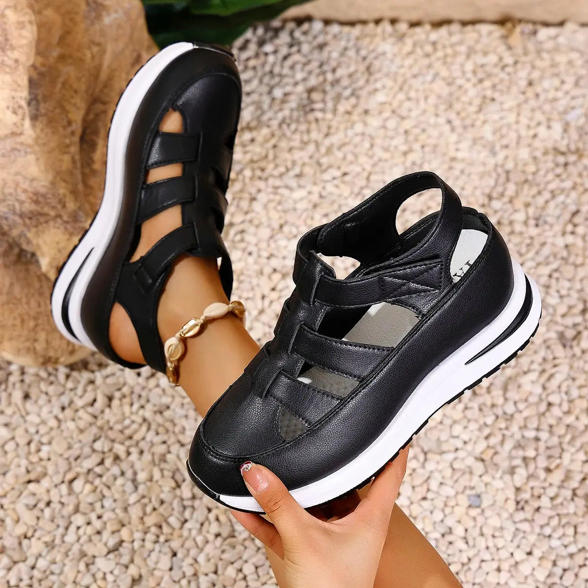 Women Sandals New High Quality Buckle Strap Sandals Women New Closed Toe Office and Career Summer Solid Wedge Shoes for Women AliExpress