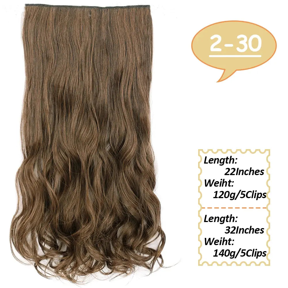 NICESY Synthetic Long Wavy 5 Clips Hair Extensions 22Inch/32Inch Clip On Hair Extensions High Tempreture Fake For Women Chic Le'Meek