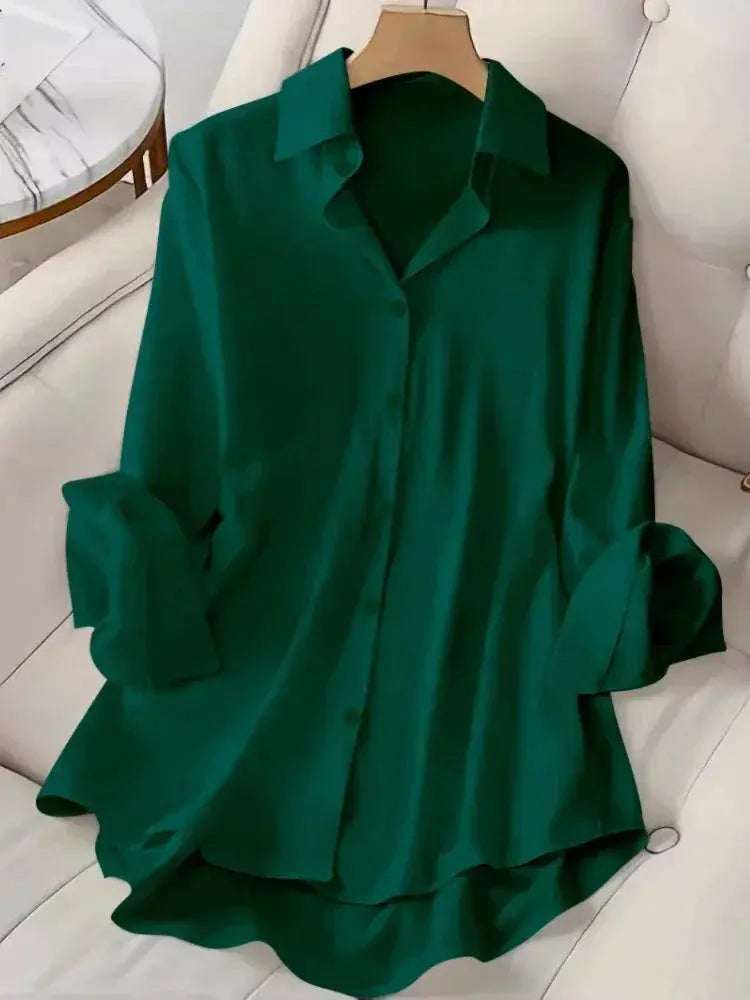Plus Size Shirts 2025 Summer New Women's Casual Loose Fashion Top Elegant Korean Style Solid Sweet Blouses Single-breasted Lapel Chic Le'Meek